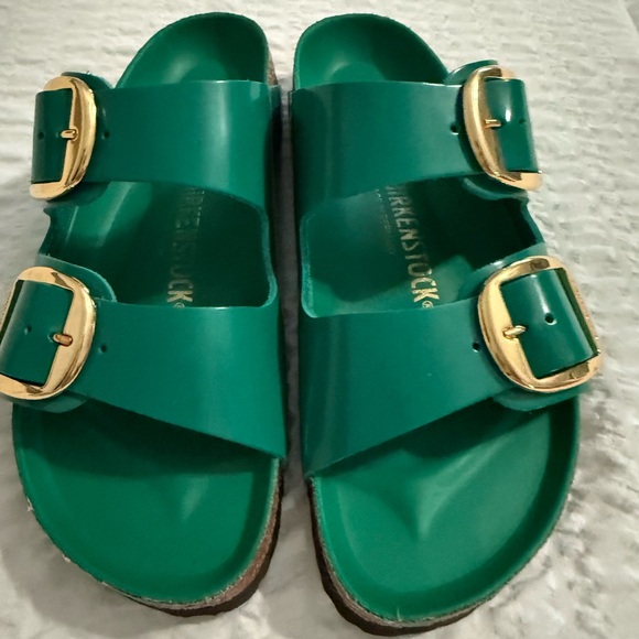 Birkenstock hi gloss Green Arizona Big Buckle Size 8 - Picture 1 of 6